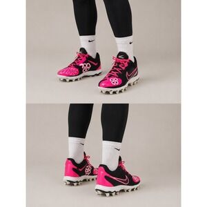 Nike‎ Jr Football Cleats Pink Black Youth Size 3.5Y Soccer Cleats Youth
